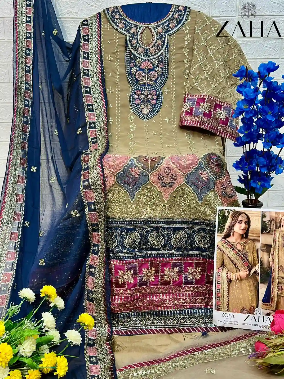 Zaha Zoya Vol 1 Faux Georgette Wholesale Pakistani Salwar Suit Catalog — Wholesale Salwar Suits, MPA wholesale from Surat - Gallery Image 6